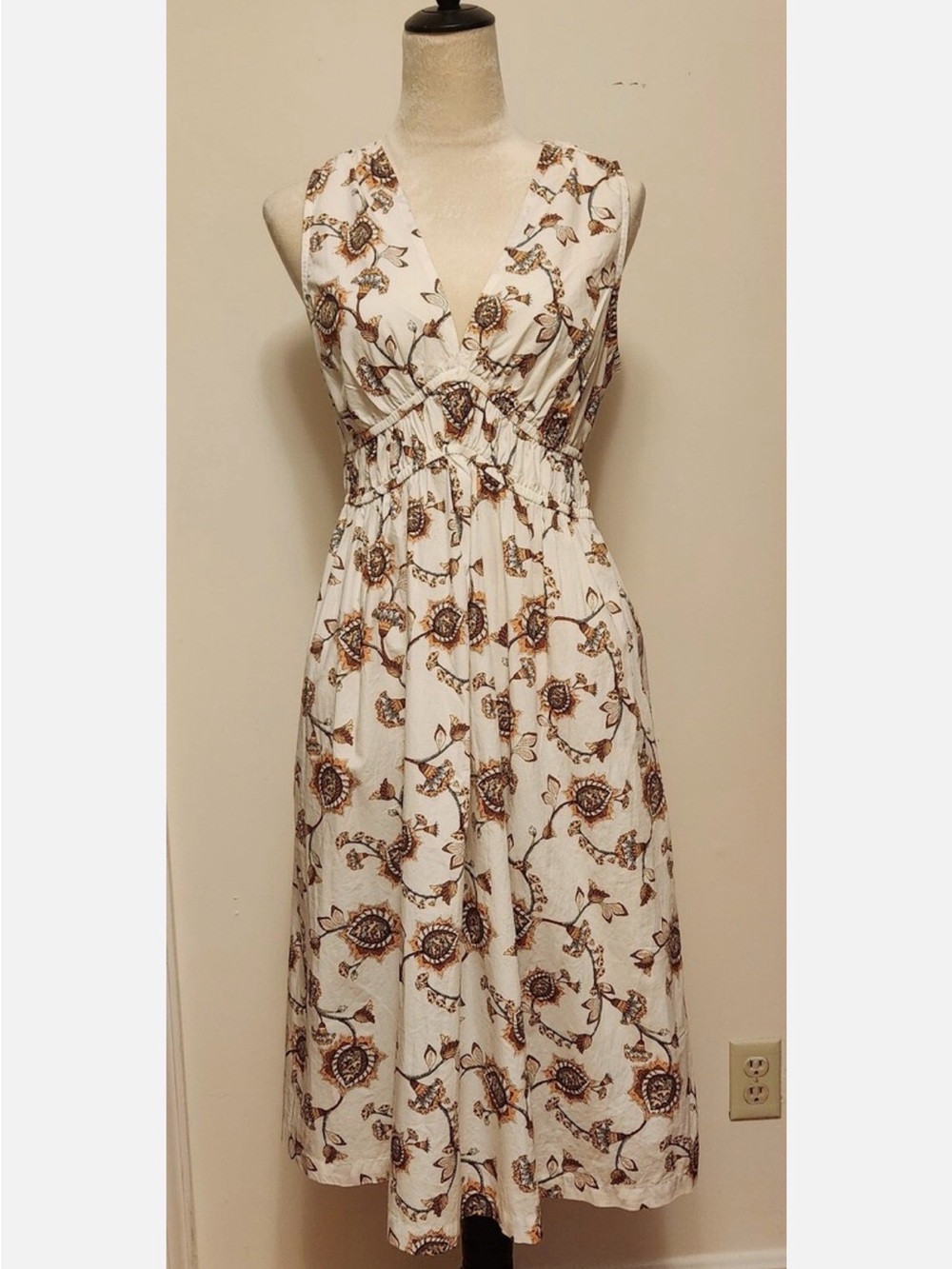 a.n.a Cream Maxi Dress with Brown Floral Print